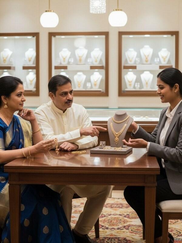 Customer consultation at RM Thanga Maligai jewellery showroom